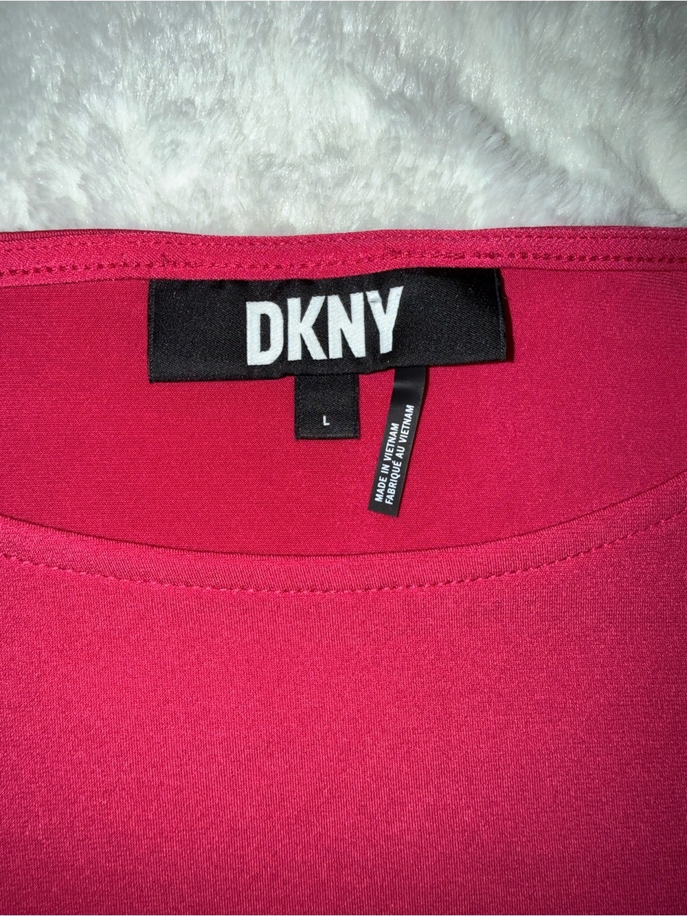 3 x 20$ DKNY Women's Bright Fuchsia Short Sleeve Ruched Tee Size L - Picture 4 of 6